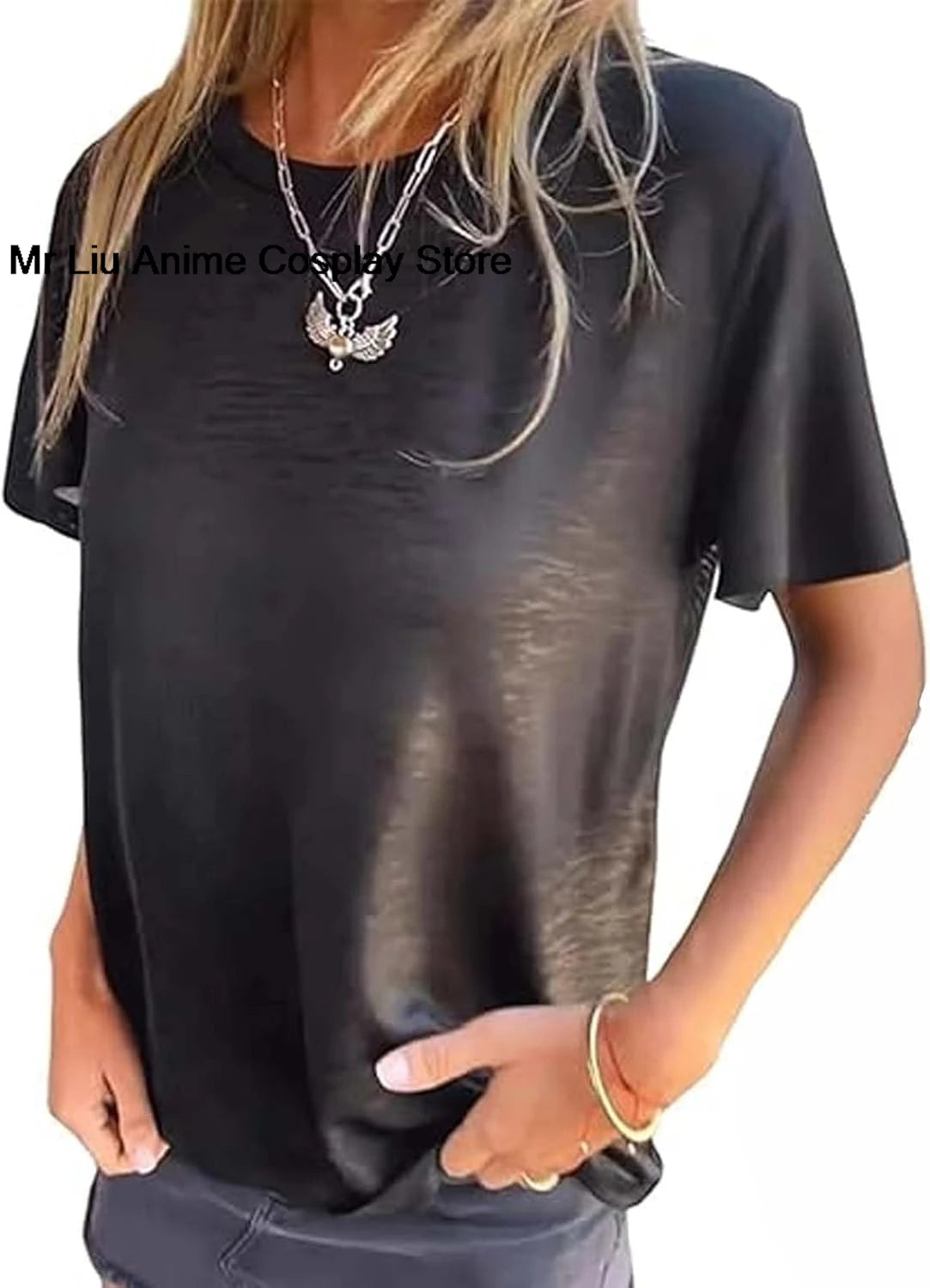 Gold Foil Short-Sleeved T-Shirt, Gold Foil Short-Sleeved, Comfortable and Breathable for Women'S