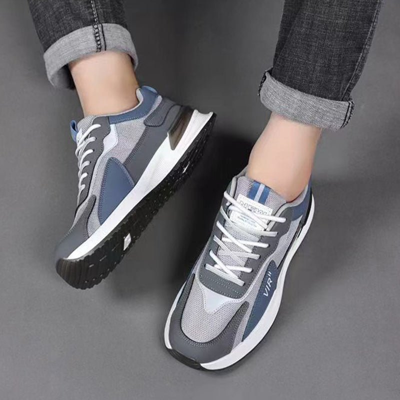 Men'S Color Block Mesh Shoes Fashion Casual Lace-Up Sneakers Outdoor Breathable Running Sports Shoes