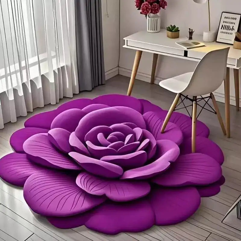 Alien Floral Plush & Diatomaceous Earth Floor Mat Bathroom Absorbent Anti-Slip 3D Fresh Flower Pattern Door Mats Dirt-Resistant