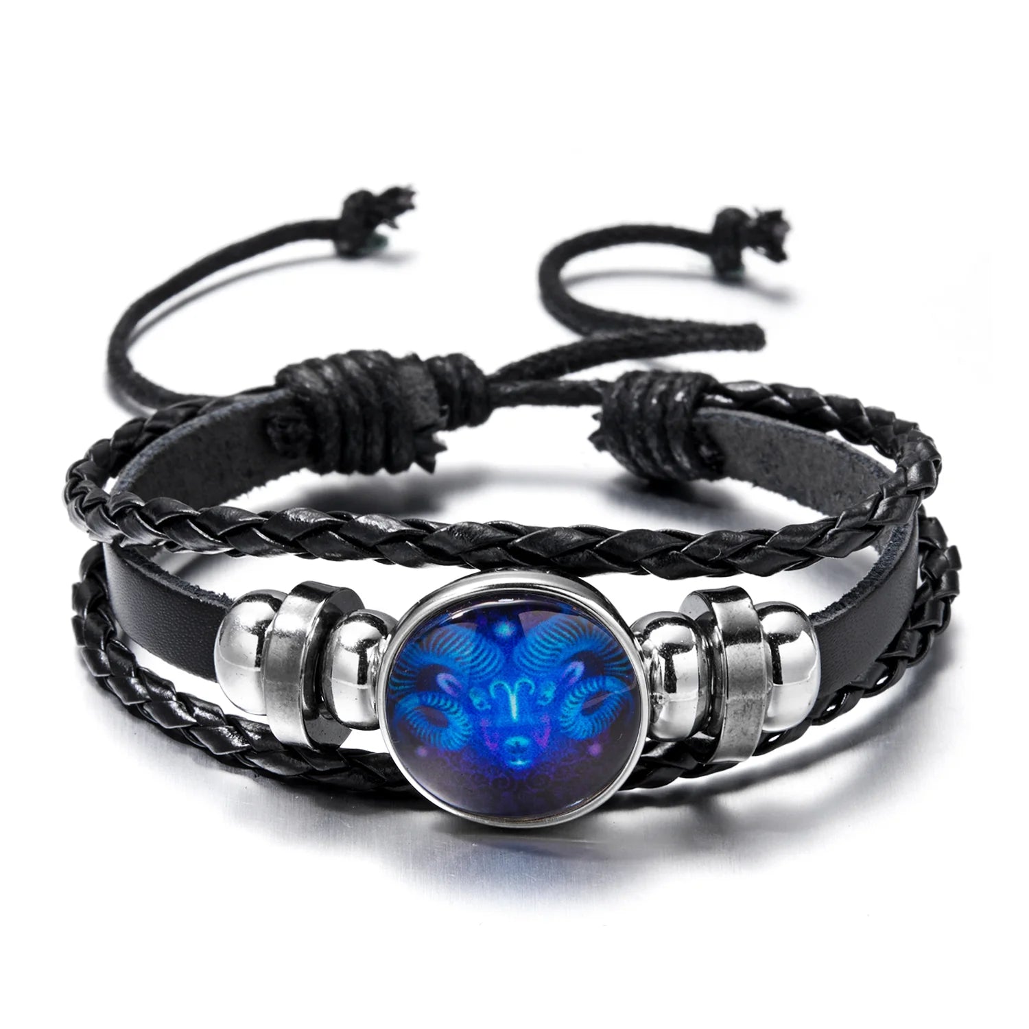 Luminous 12 Zodiac Constellation Sign Braided Couples Leather Bracelet for Men Black Rope Charm Party Grow in the Dark Jewelry