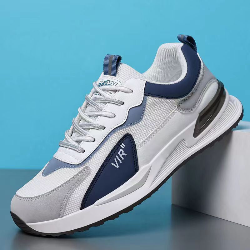Men'S Color Block Mesh Shoes Fashion Casual Lace-Up Sneakers Outdoor Breathable Running Sports Shoes