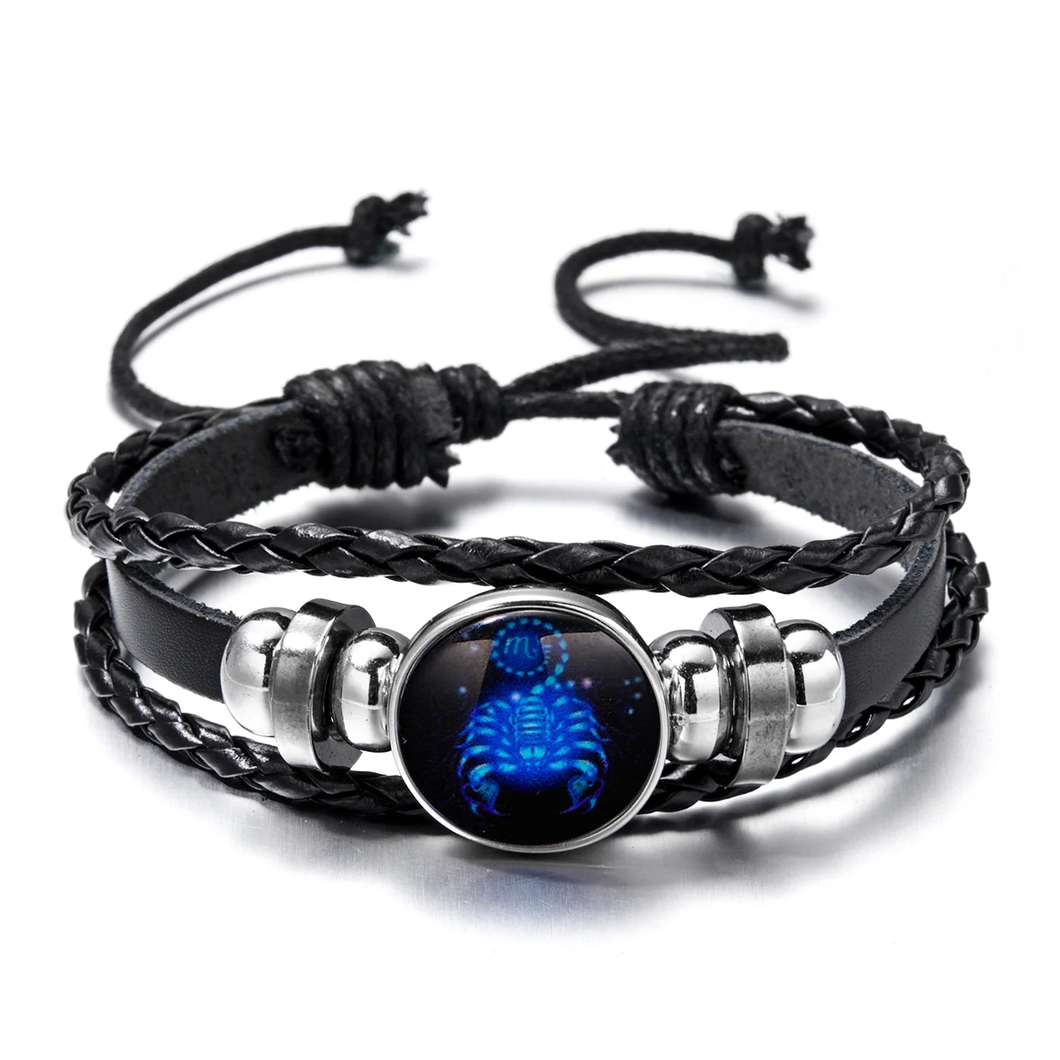 Luminous 12 Zodiac Constellation Sign Braided Couples Leather Bracelet for Men Black Rope Charm Party Grow in the Dark Jewelry