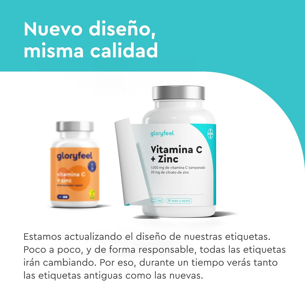 Vitamina C + Zinc - 365 Cápsulas - 1000Mg Vitamina C + 20Mg Zinc - Apoya El Sistema Inmunológico Y Reducen La Fatiga - Vitamina C Tamponada Con Protección Gástrica Y Ph Neutro - 100% Vegano
