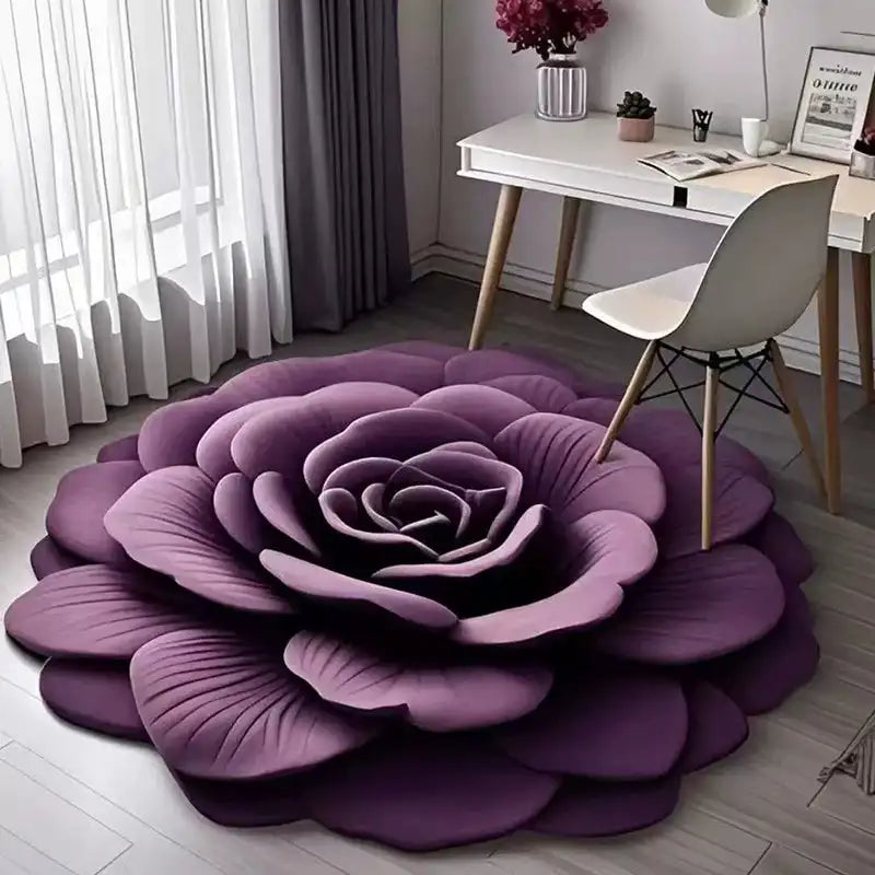 Alien Floral Plush & Diatomaceous Earth Floor Mat Bathroom Absorbent Anti-Slip 3D Fresh Flower Pattern Door Mats Dirt-Resistant