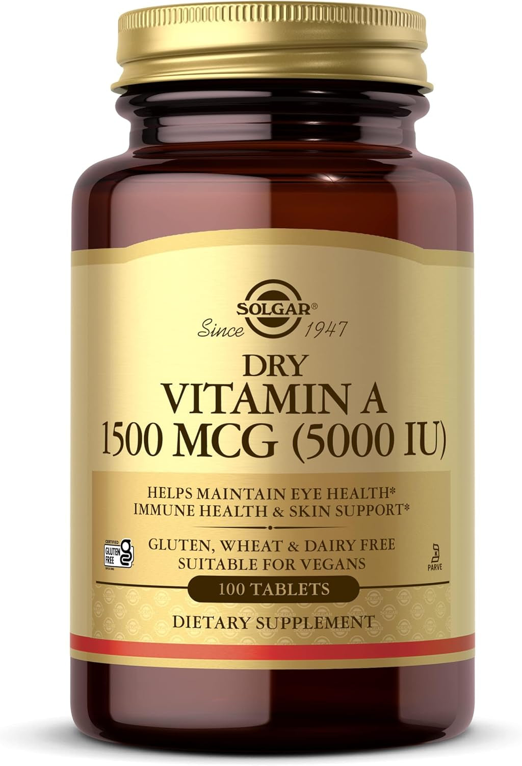 Solgar Vitamina a Seca 5000 Ui Comprimidos - Envase De, Multicolor, 100 Unidad