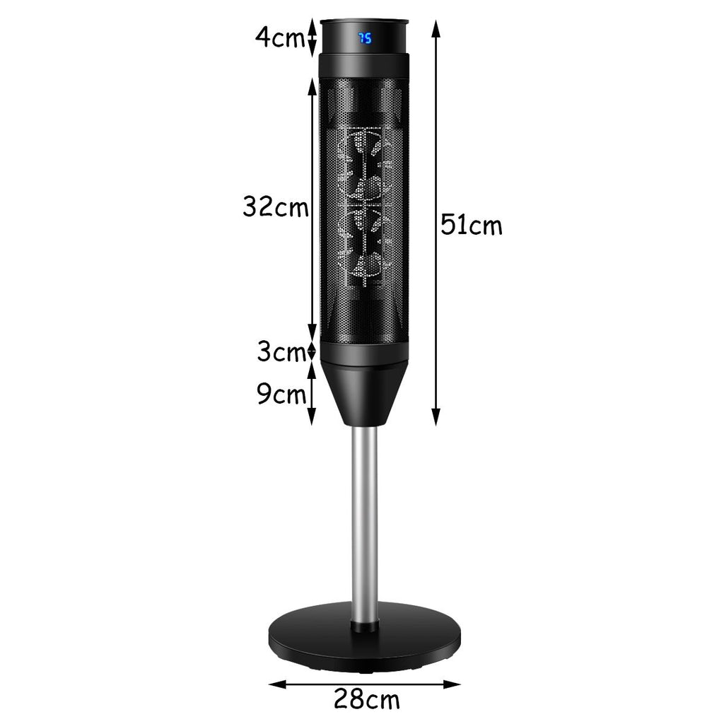 Calefactor De Torre De Cerámica Con Mando Termostato Regulable Y Temporizador Para Casa Y Oficina 28 X 28 X 86 Cm