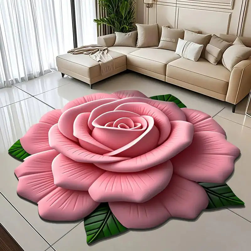 Alien Floral Plush & Diatomaceous Earth Floor Mat Bathroom Absorbent Anti-Slip 3D Fresh Flower Pattern Door Mats Dirt-Resistant