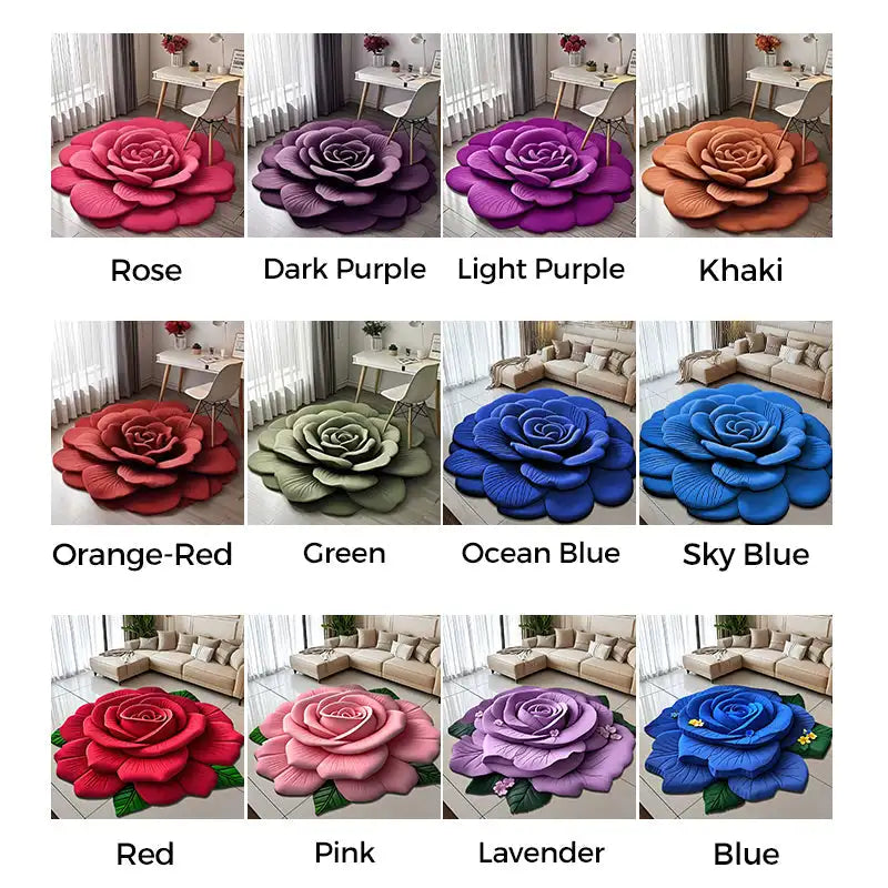 Alien Floral Plush & Diatomaceous Earth Floor Mat Bathroom Absorbent Anti-Slip 3D Fresh Flower Pattern Door Mats Dirt-Resistant