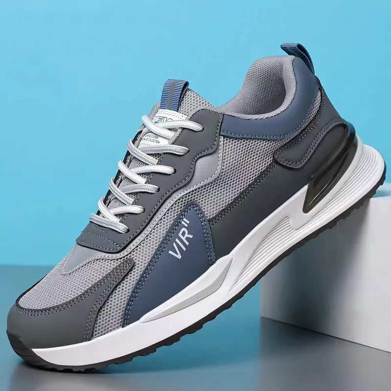 Men'S Color Block Mesh Shoes Fashion Casual Lace-Up Sneakers Outdoor Breathable Running Sports Shoes