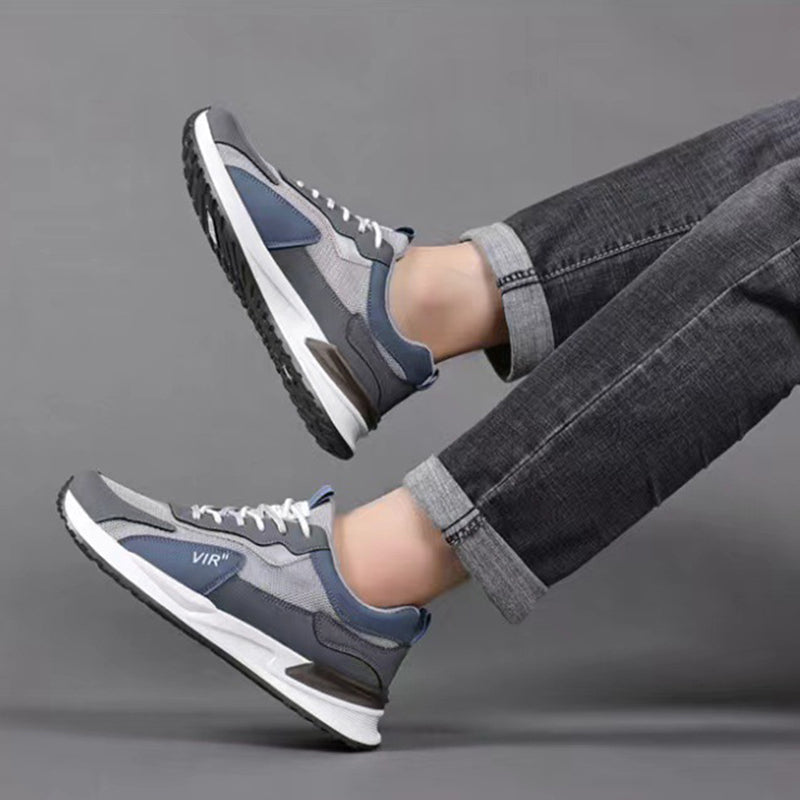 Men'S Color Block Mesh Shoes Fashion Casual Lace-Up Sneakers Outdoor Breathable Running Sports Shoes