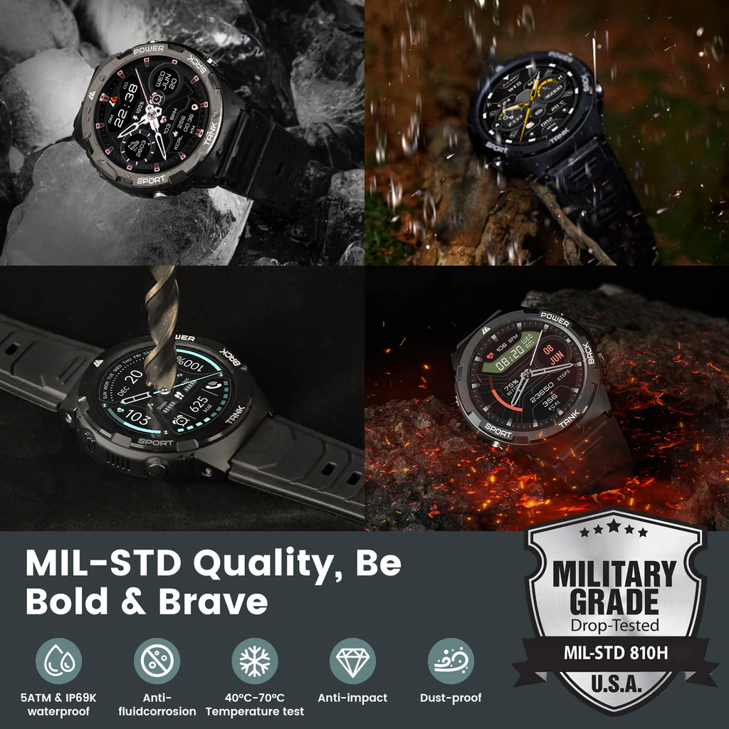 2025 Original  TANK S1 Military Smart Watch for Men Women AMOLED IP69K 5ATM Waterproof 60 Days Long Battery Bluetooth Call
