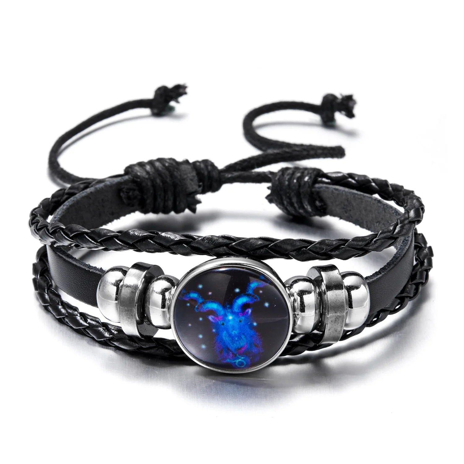 Luminous 12 Zodiac Constellation Sign Braided Couples Leather Bracelet for Men Black Rope Charm Party Grow in the Dark Jewelry