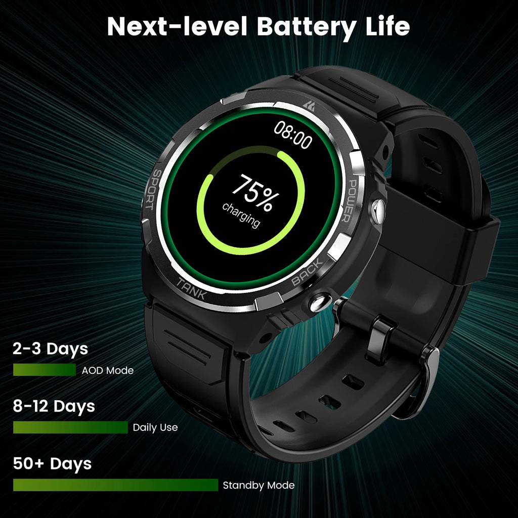 2025 Original  TANK S1 Military Smart Watch for Men Women AMOLED IP69K 5ATM Waterproof 60 Days Long Battery Bluetooth Call