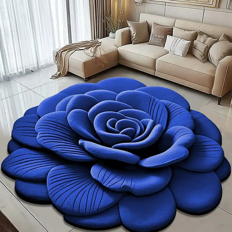 Alien Floral Plush & Diatomaceous Earth Floor Mat Bathroom Absorbent Anti-Slip 3D Fresh Flower Pattern Door Mats Dirt-Resistant