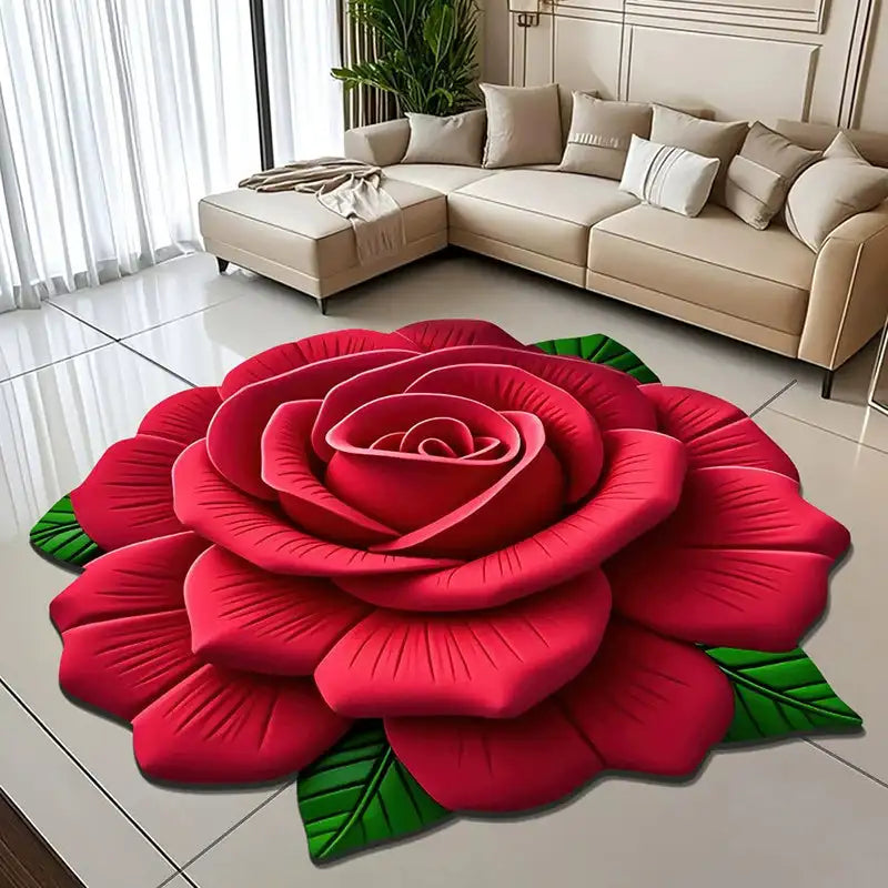 Alien Floral Plush & Diatomaceous Earth Floor Mat Bathroom Absorbent Anti-Slip 3D Fresh Flower Pattern Door Mats Dirt-Resistant