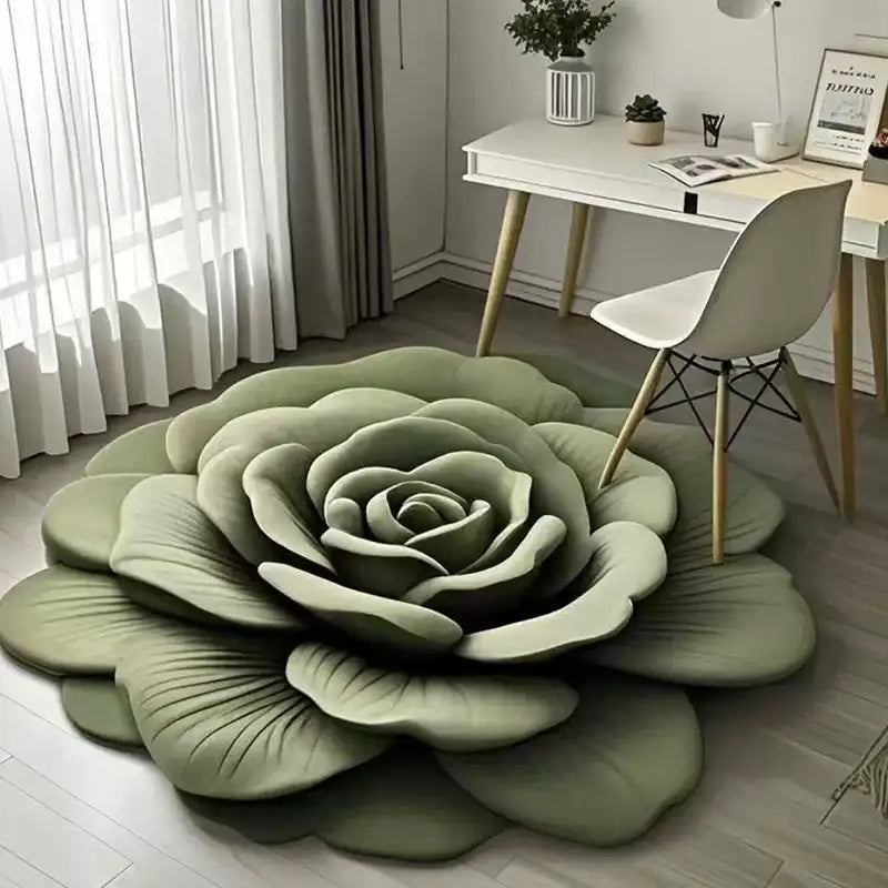 Alien Floral Plush & Diatomaceous Earth Floor Mat Bathroom Absorbent Anti-Slip 3D Fresh Flower Pattern Door Mats Dirt-Resistant