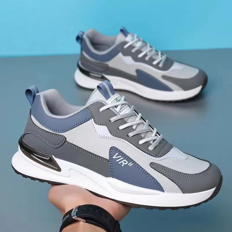 Men'S Color Block Mesh Shoes Fashion Casual Lace-Up Sneakers Outdoor Breathable Running Sports Shoes